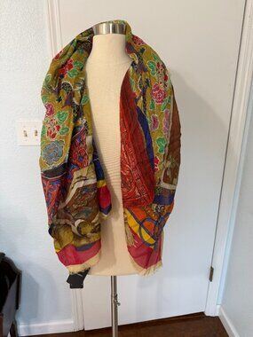 Dolce & Gabbana Dragon Floral Modal Cashmere Scarf Shawl Wrap Made in Italy